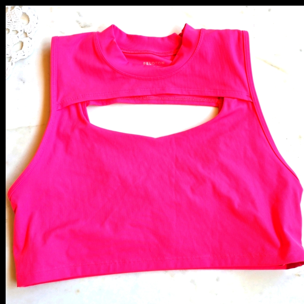 Peloton Cadent Mockneck Cutout Sports Bra In Hot Pink Size Large